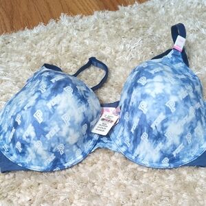 PINK Victoria's Secret Blue Tie-Dye Bra